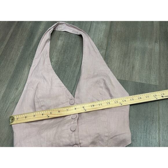 Nicholas Womens Nia Linen Halterneck Vest Button-Front Tie Back Pastel Pink Sz 6 - Picture 9 of 10